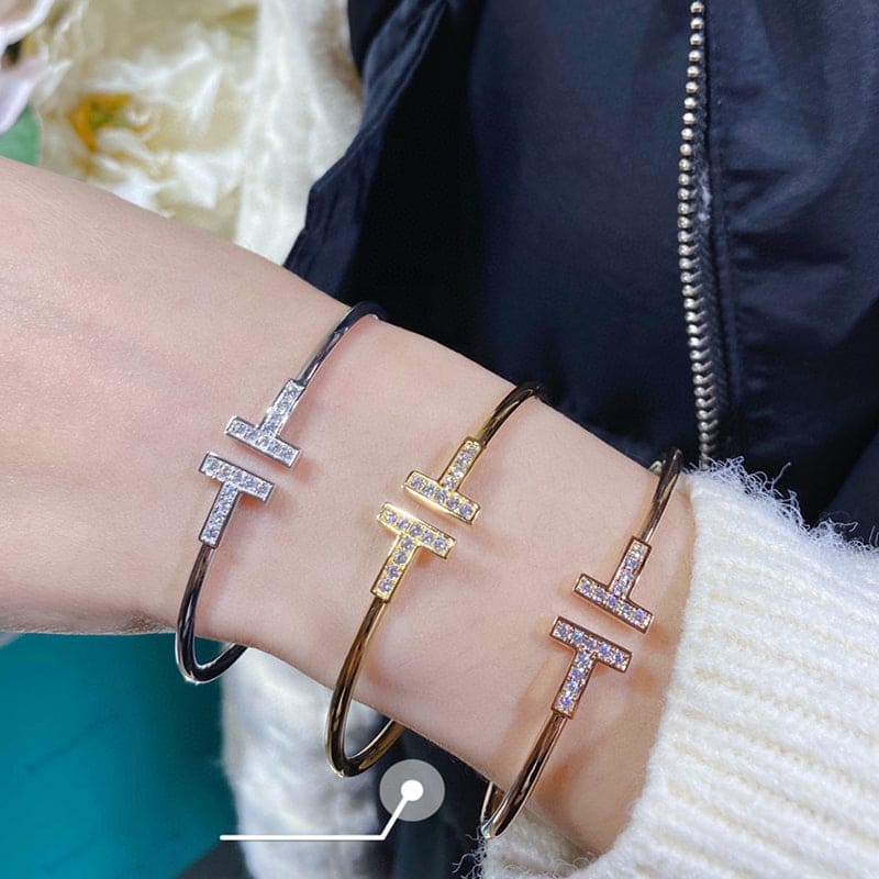 T Diamond Wire Bracelet