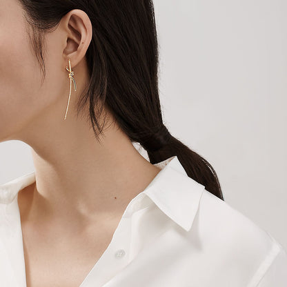 T Knot Drop Diamonds Earrings