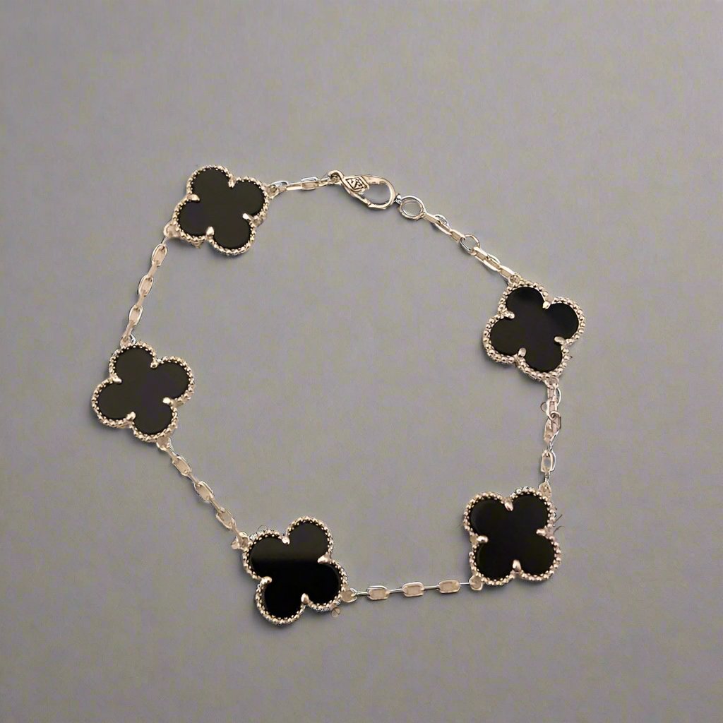 Vintage Alhambra Five Motifs Clover Onyx Bracelet