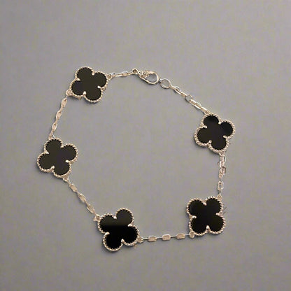 Vintage Alhambra Five Motifs Clover Onyx Bracelet