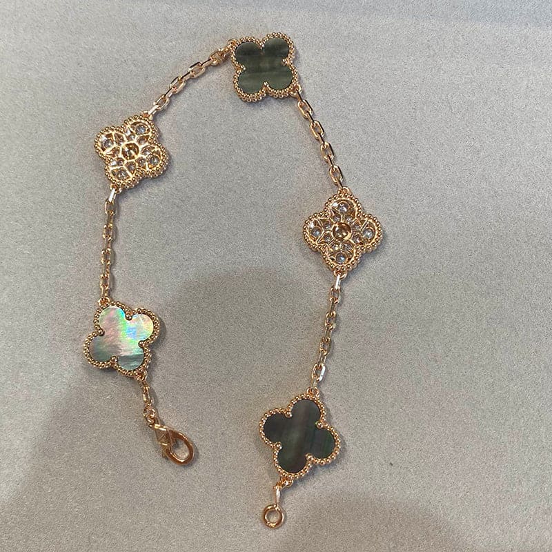 Vintage Alhambra Five Motifs Pearl Bracelet