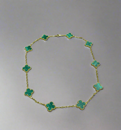 Vintage Alhambra Malachite 10 Motifs Necklace