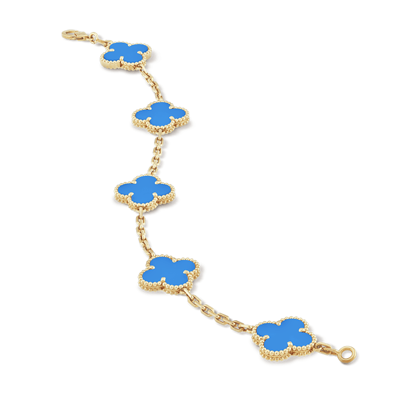 Vintage Alhambra Five Motifs Agate Clover Bracelet
