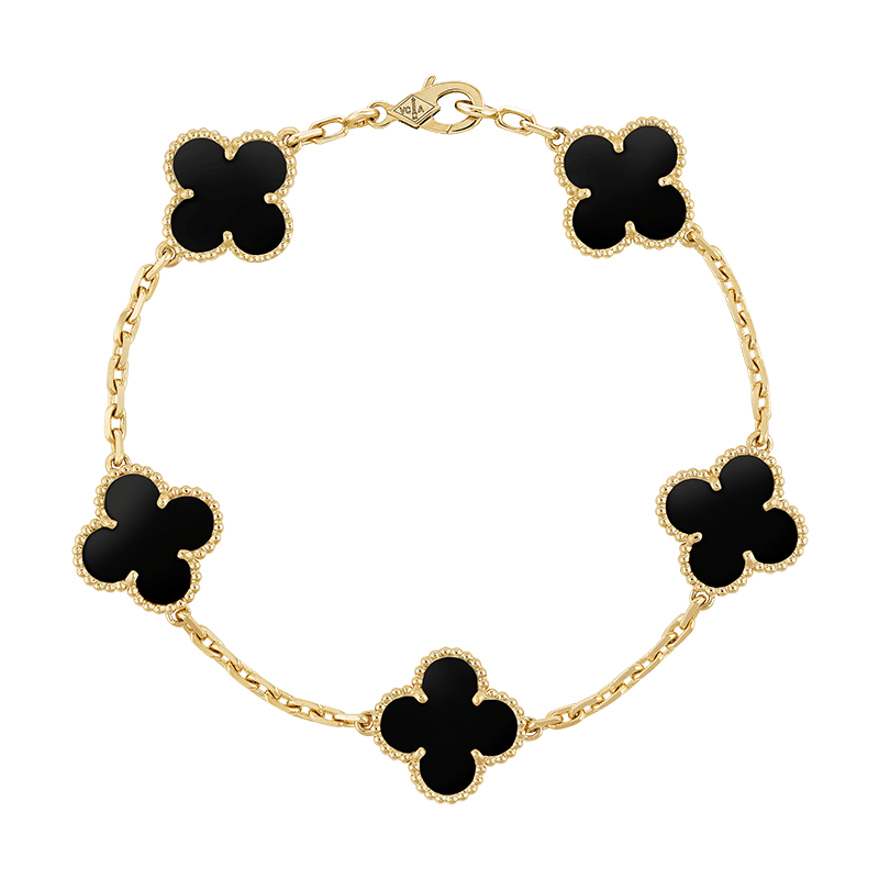 Vintage Alhambra Five Motifs Clover Onyx Bracelet