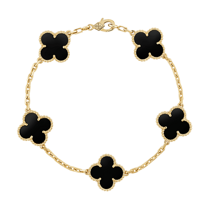 Vintage Alhambra Five Motifs Clover Onyx Bracelet