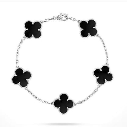 Vintage Alhambra Five Motifs Clover Onyx Bracelet
