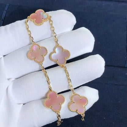 Vintage Alhambra Five Motifs Pink Opal Bracelet