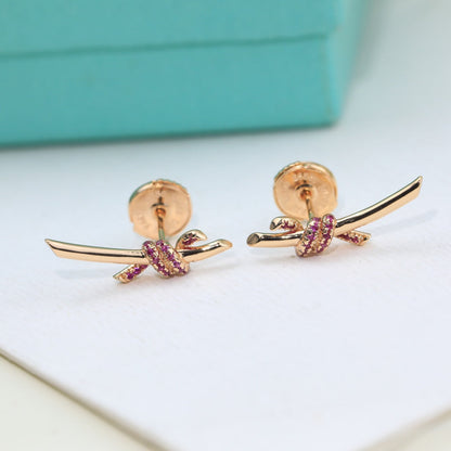 T Knot Pink Diamonds Earrings