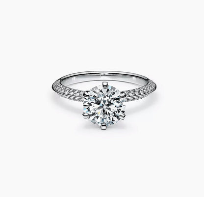 T Pavé Setting Engagement Ring